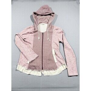 Hem and Thread Long Sleeve Womens Large Hoodie Red Stripe White Accents